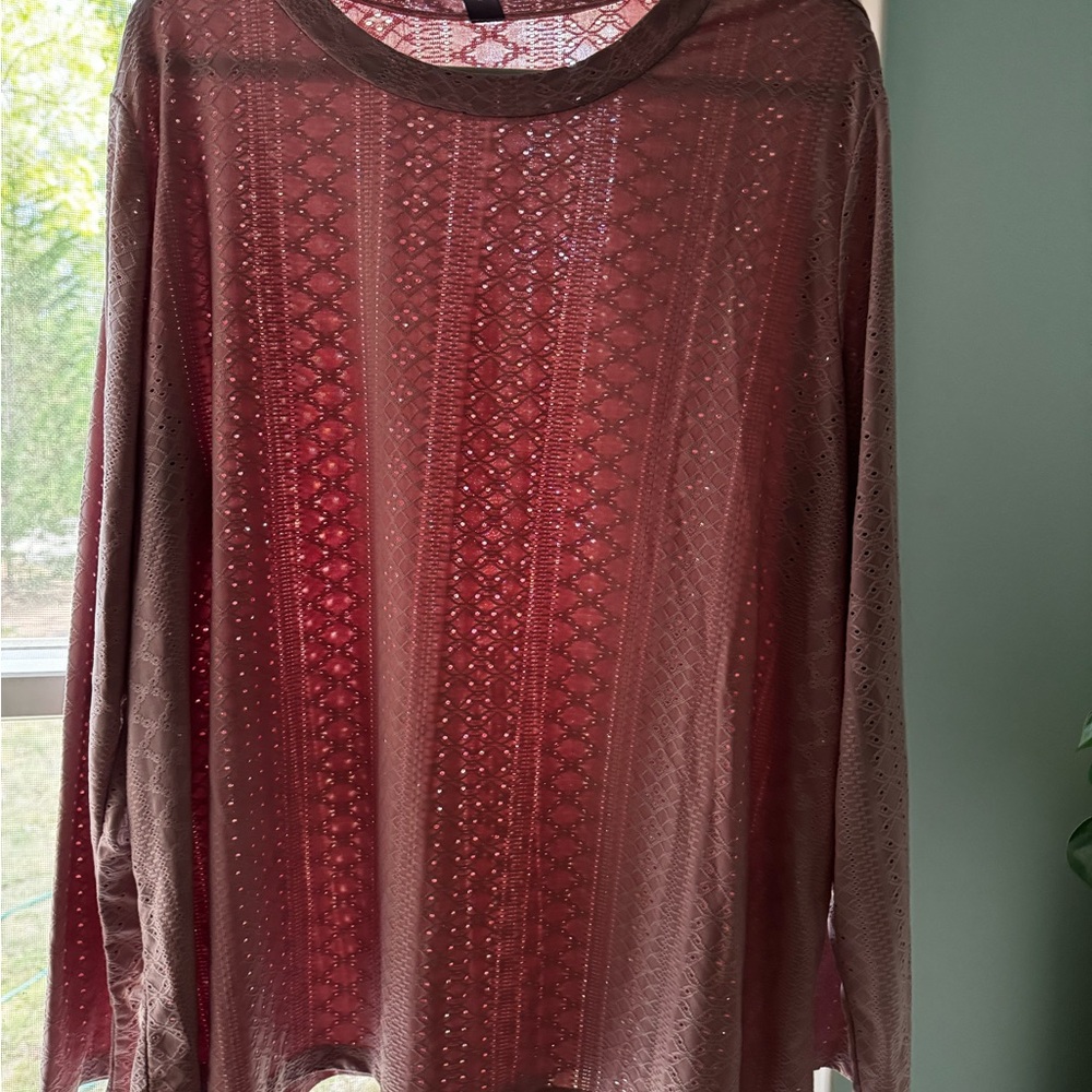 SHEIN Soft PinkTextured Crew Neck Sweater
